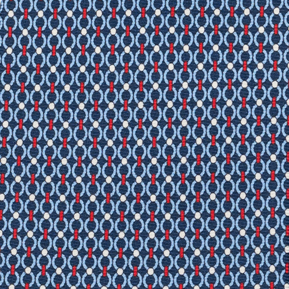 Cravatta 3 pieghe in Seta, Fantasia Concatenata, Blu Rosso - JA056672-1