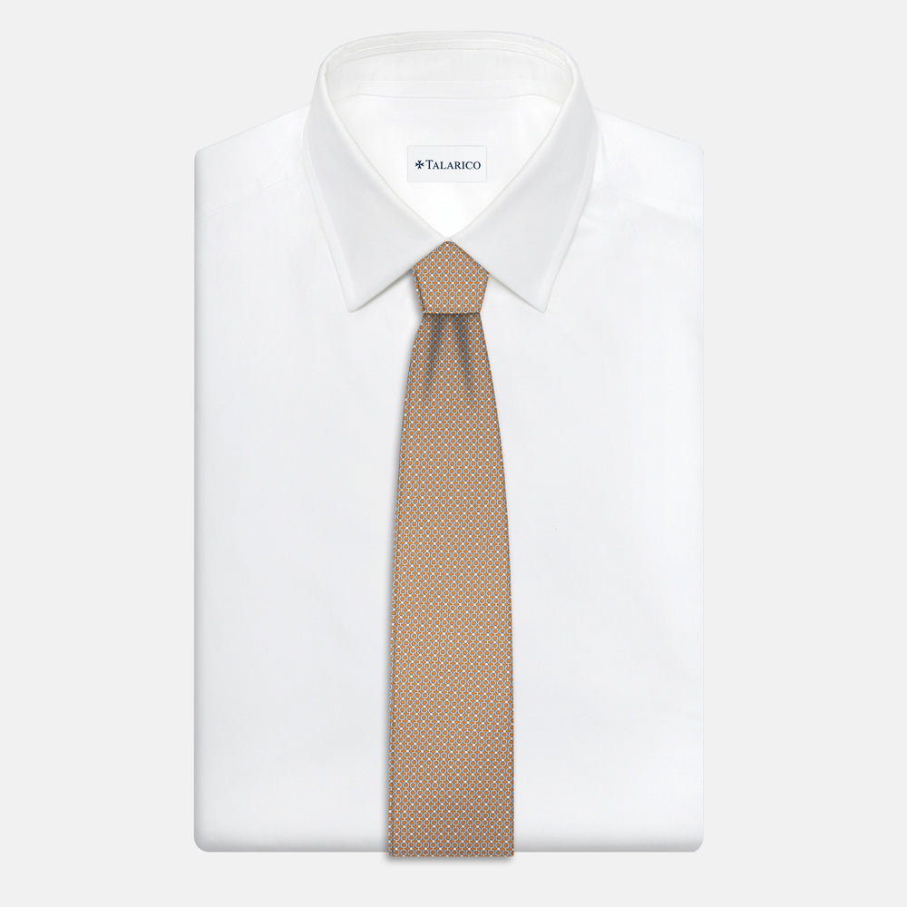 3-Fold Silk Tie, Chain Pattern, Yellow - JA056672-2