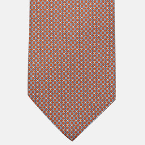 Cravatta 3 pieghe in Seta, Fantasia Concatenata, Arancione - JA056672-3
