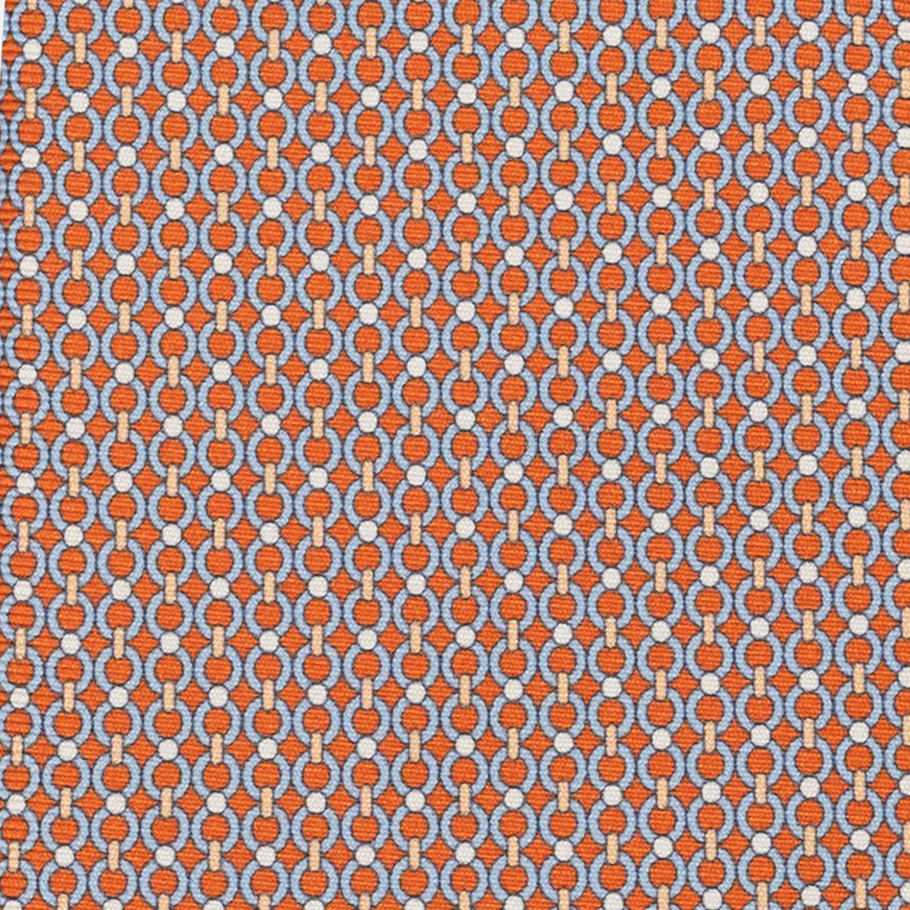 Cravatta 3 pieghe in Seta, Fantasia Concatenata, Arancione - JA056672-3