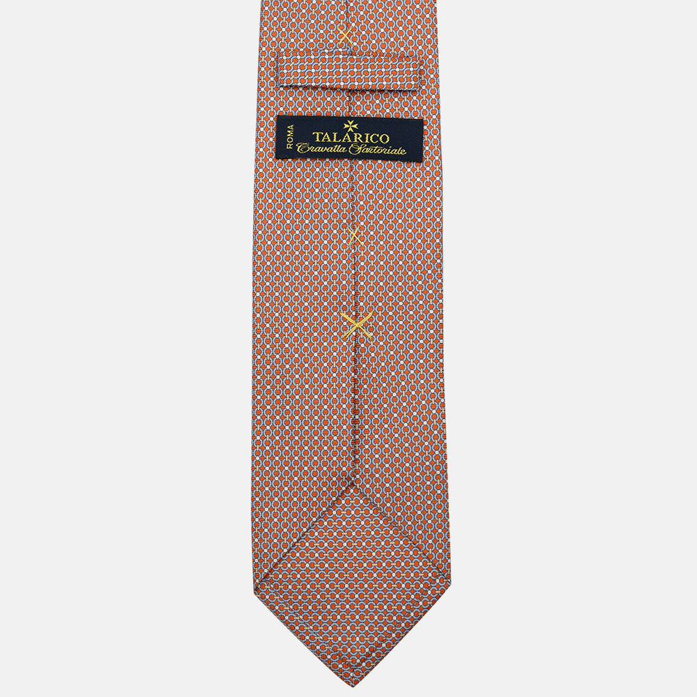 Cravatta 3 pieghe in Seta, Fantasia Concatenata, Arancione - JA056672-3