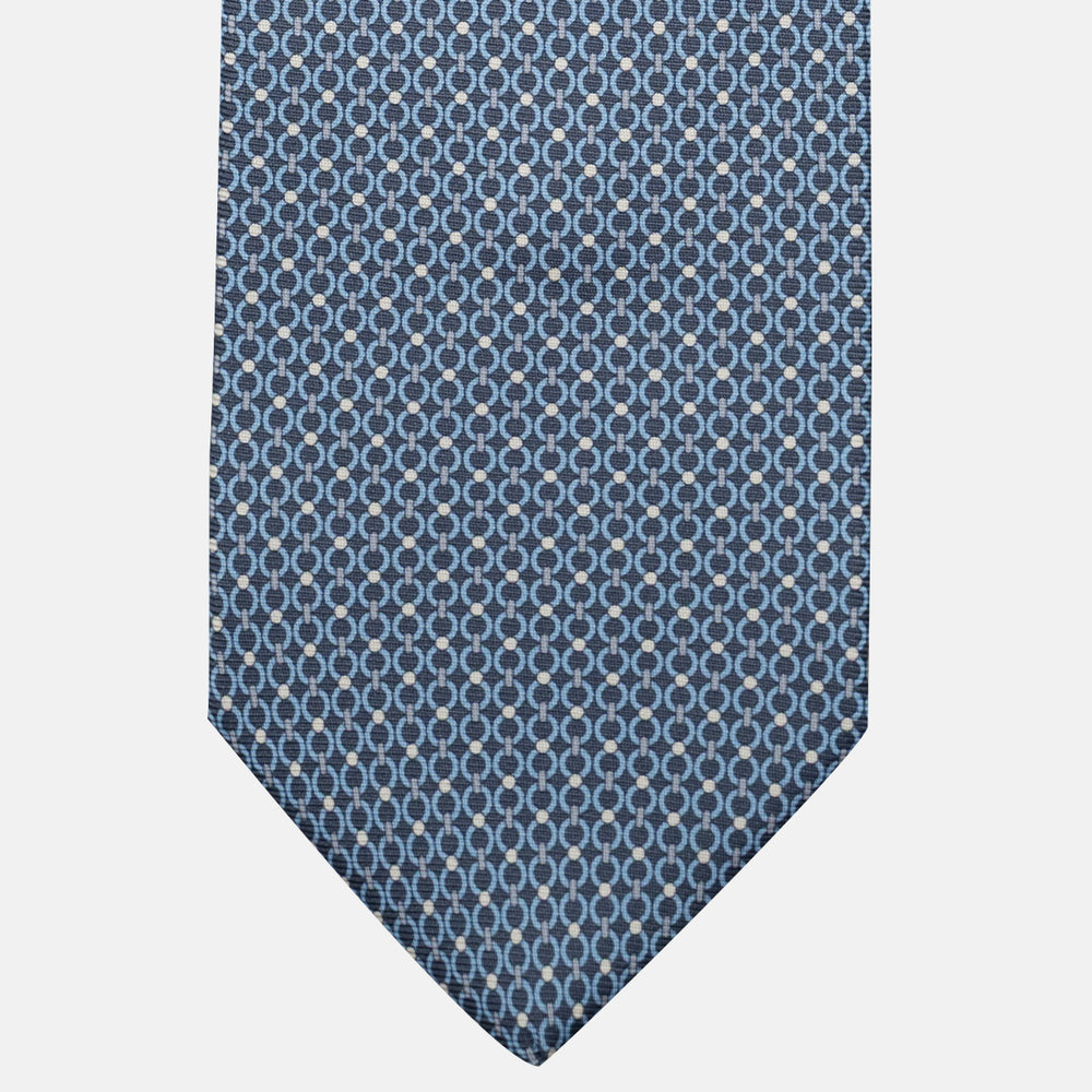 Cravatta 3 pieghe in Seta, Fantasia Concatenata, Grigio - JA056672-4