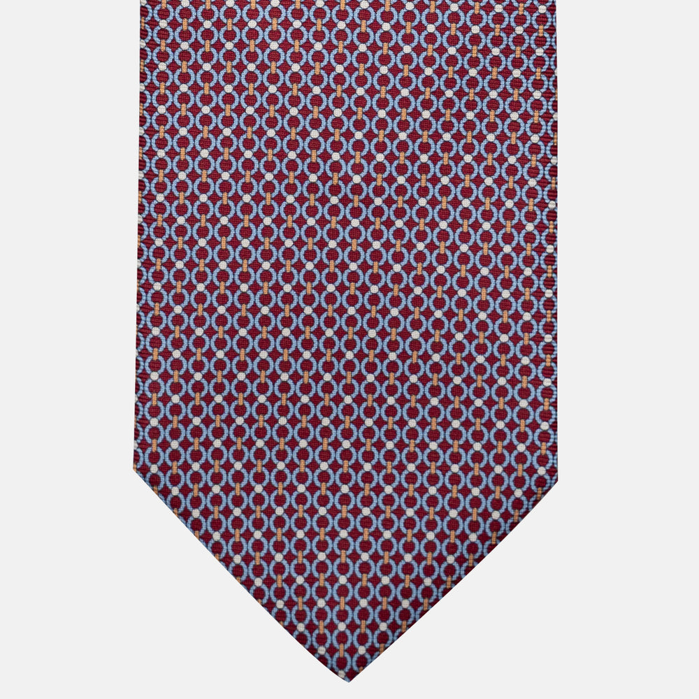 Cravatta 3 pieghe in Seta, Fantasia Concatenata, Bordeaux - JA056672-6