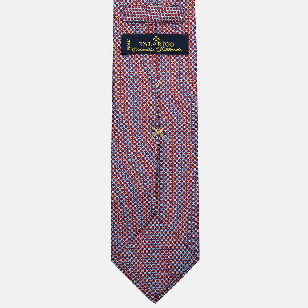 Cravatta 3 pieghe in Seta, Fantasia Concatenata, Bordeaux - JA056672-6