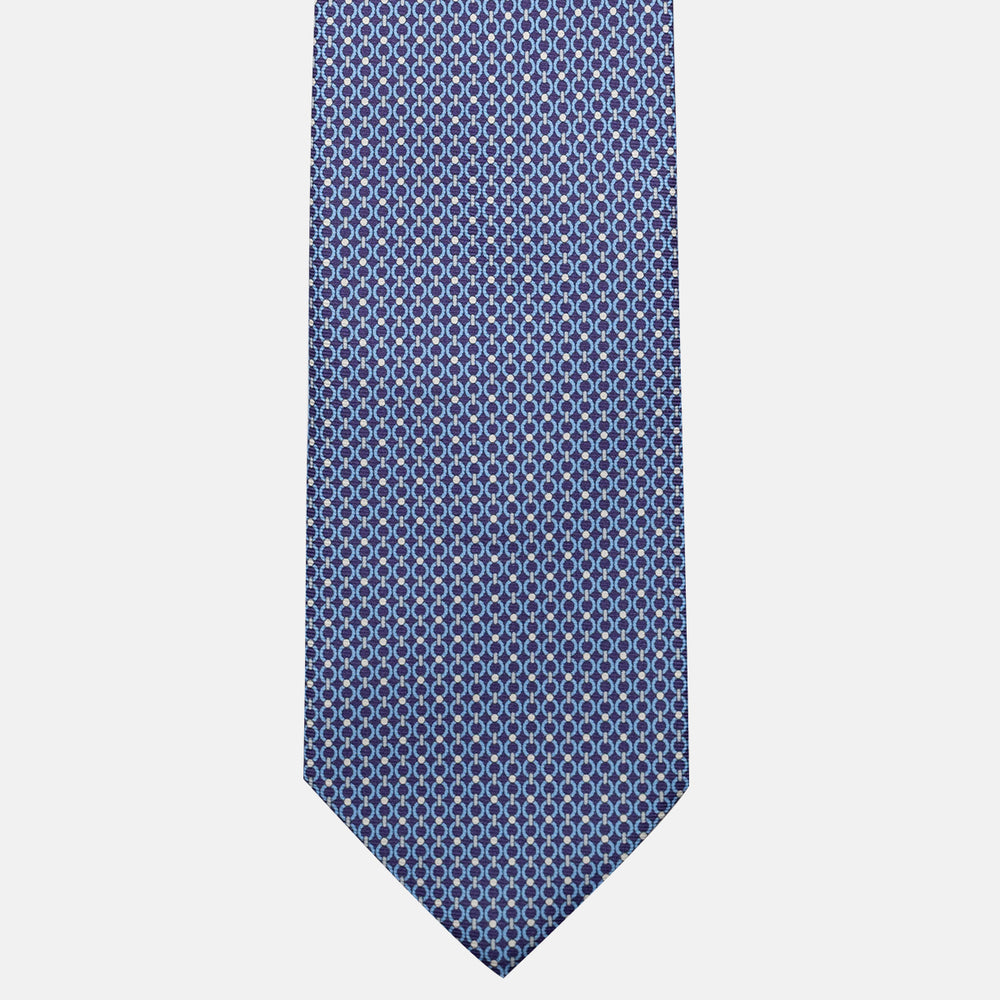 Cravatta 3 pieghe in Seta, Fantasia Concatenata, Viola - JA056672-7