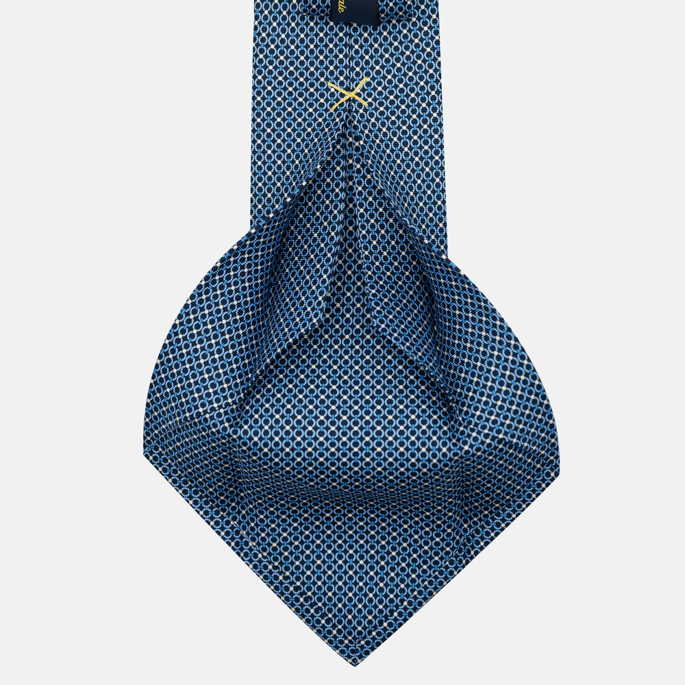 Cravatta 5 pieghe in seta Fantasia Concatenata Blu Celeste - JA056672-8
