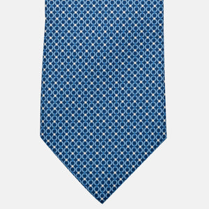 Cravatta 3 pieghe in Seta, Fantasia Concatenata, Azzurro - JA056672-8