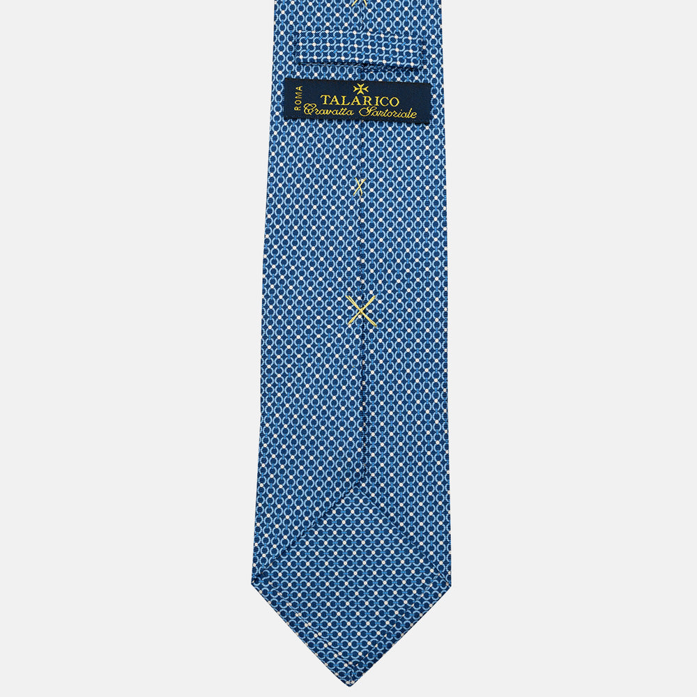 Cravatta 3 pieghe in Seta, Fantasia Concatenata, Azzurro - JA056672-8
