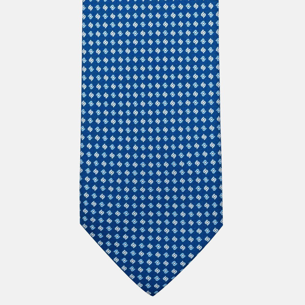 7-Fold Silk Tie with Micro Pattern, Light Blue - JA056673-1