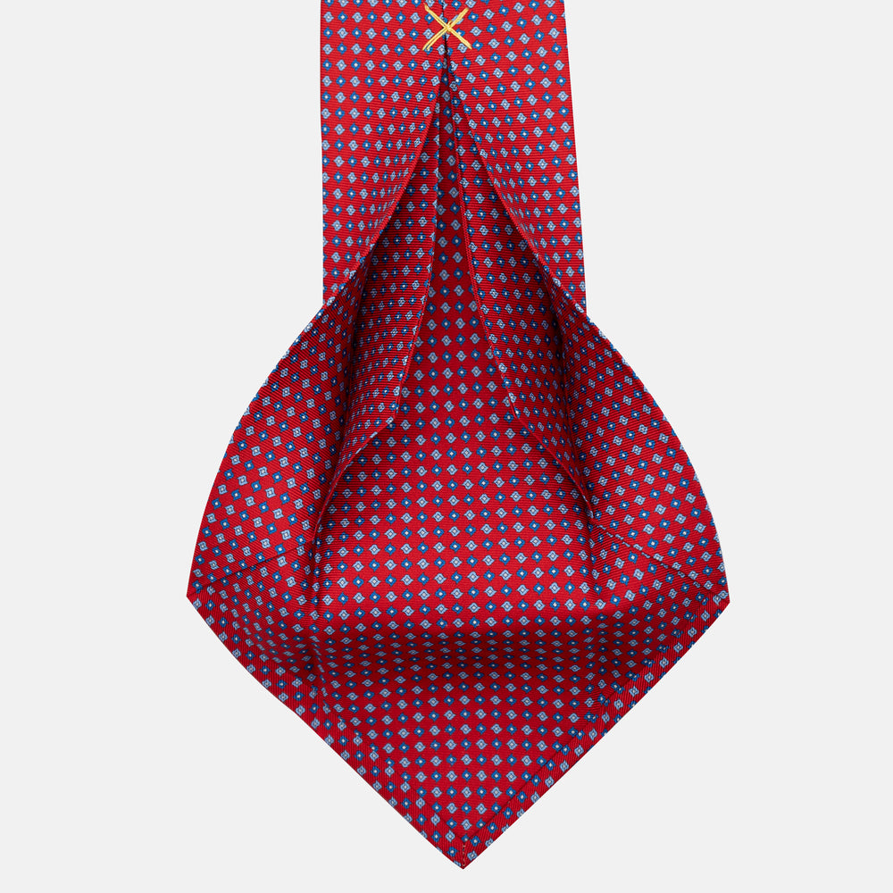 Cravatta 5 pieghe in seta Fantasia Geometrica Rosso - JA056673-4