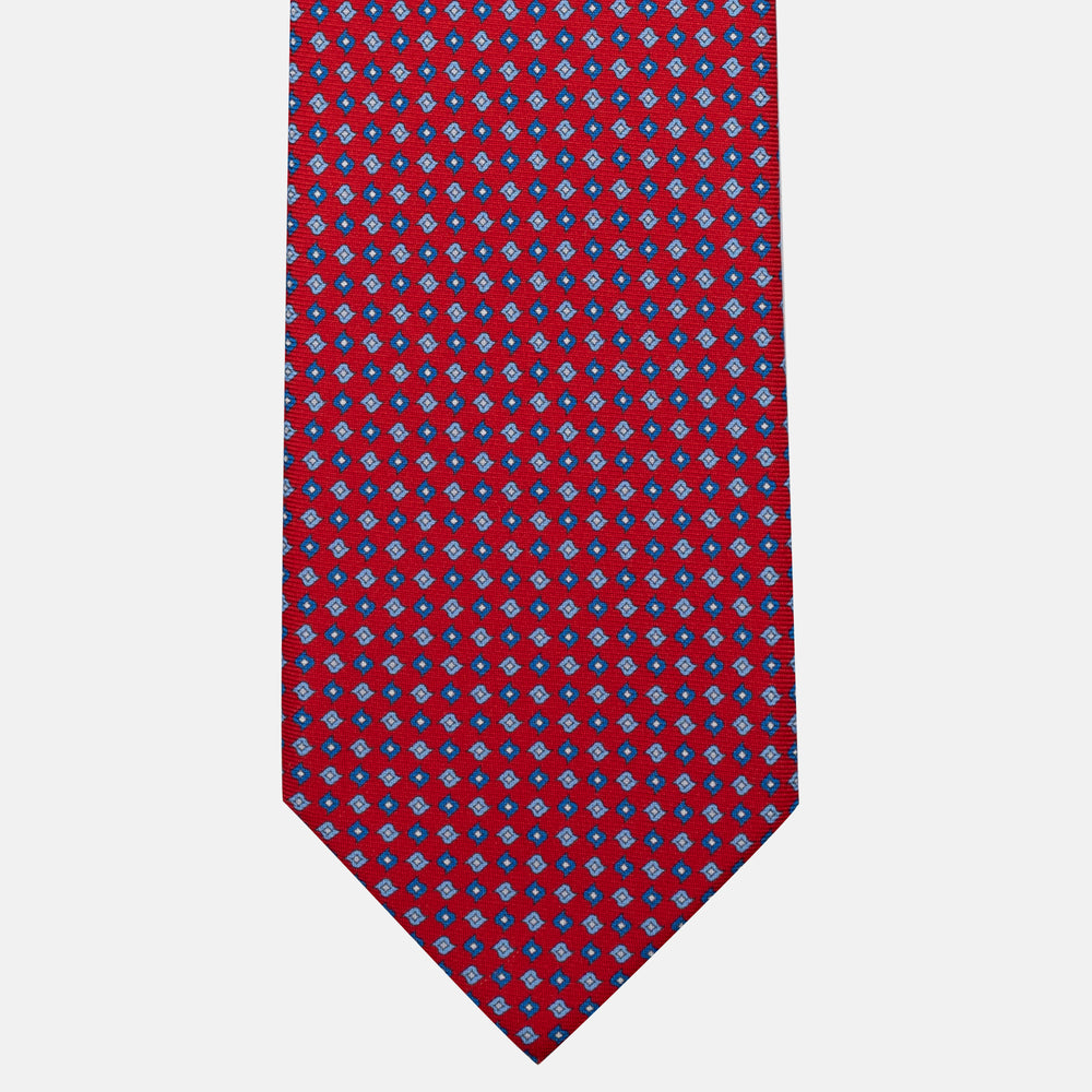 Cravatta 5 pieghe in seta Fantasia Geometrica Rosso - JA056673-4