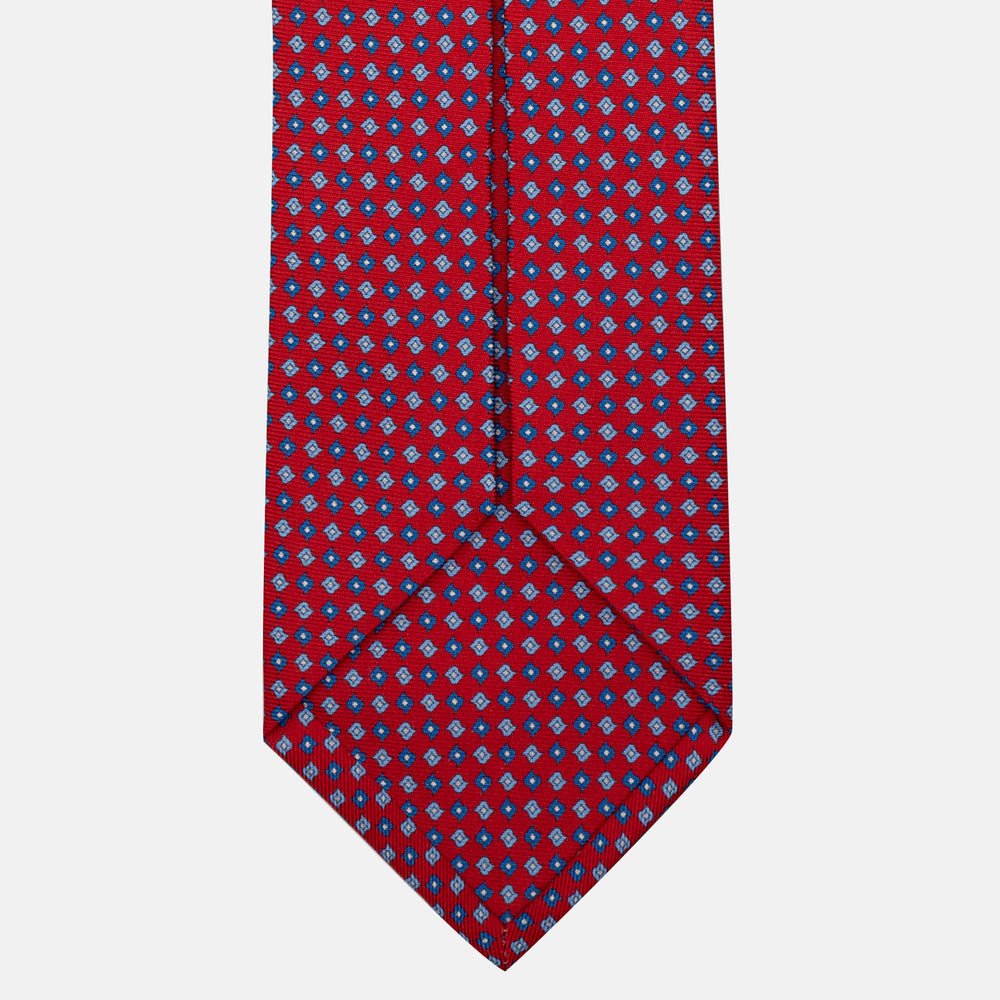 Cravatta 5 pieghe in seta Fantasia Geometrica Rosso - JA056673-4