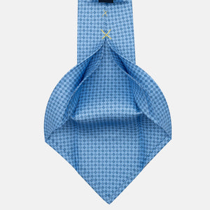 Cravatta 5 pieghe in seta Fantasia Geometrica Celeste - JA056673-5