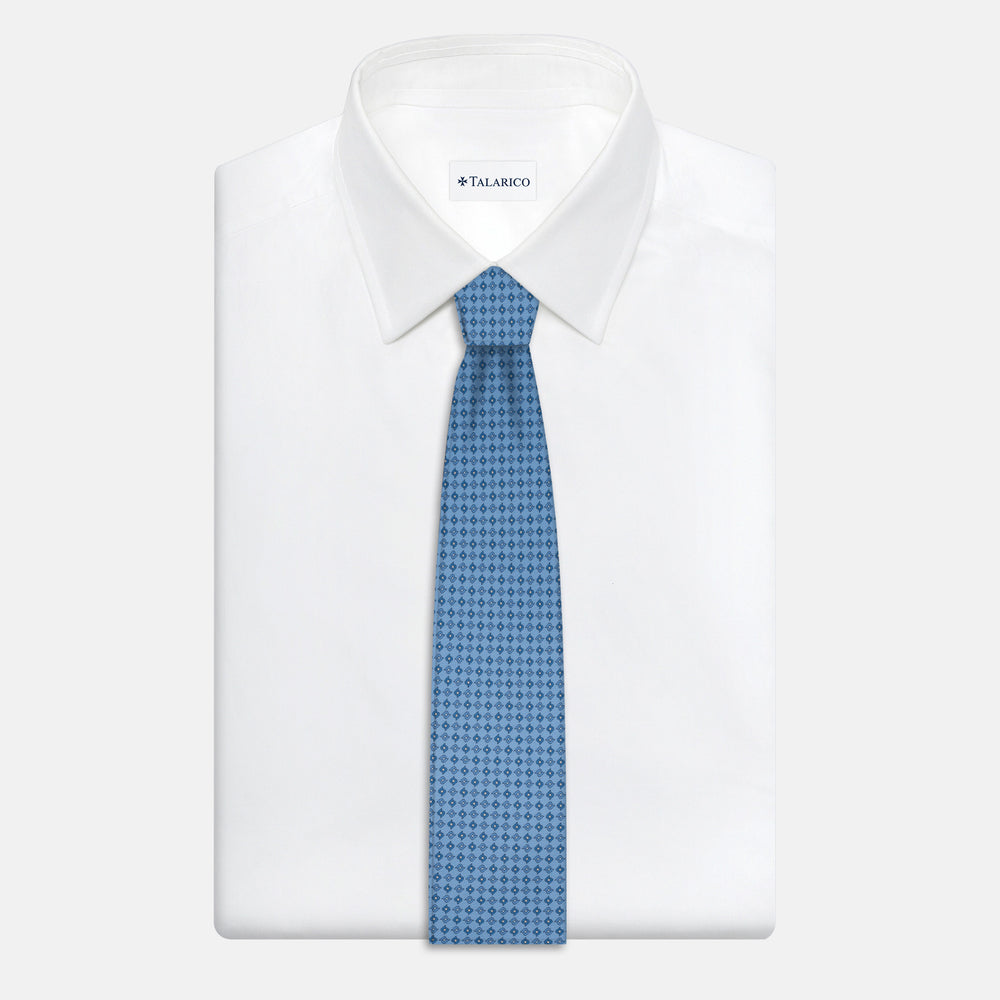 3-Fold Silk Tie, Micro Pattern, Light Blue - JA056673-5