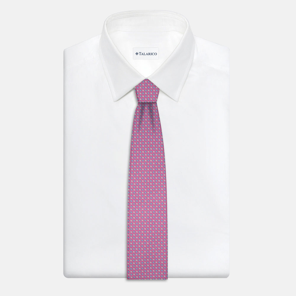 Cravatta 3 pieghe in Seta, Micro Fantasia, Rosa - JA056673-7