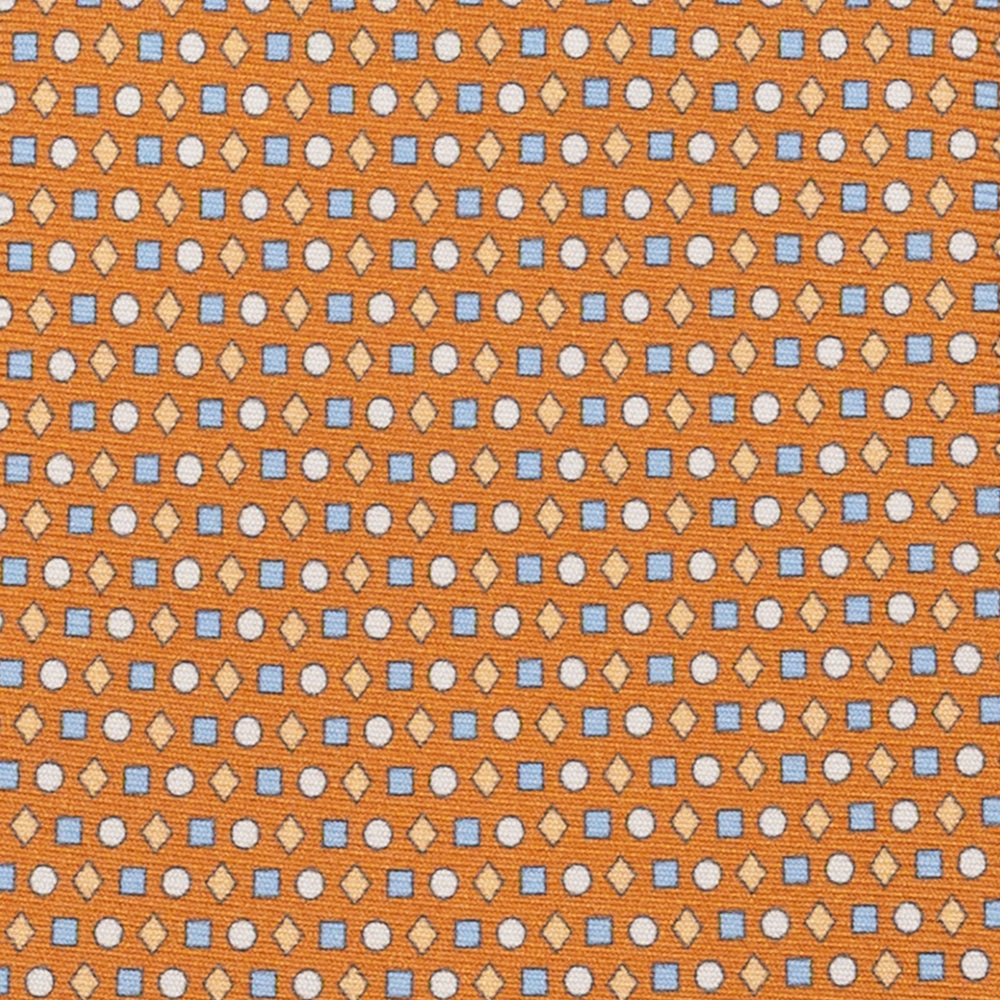 Cravatta 3 pieghe in Seta, Fantasia Geometrica, Arancione - JA056674-1