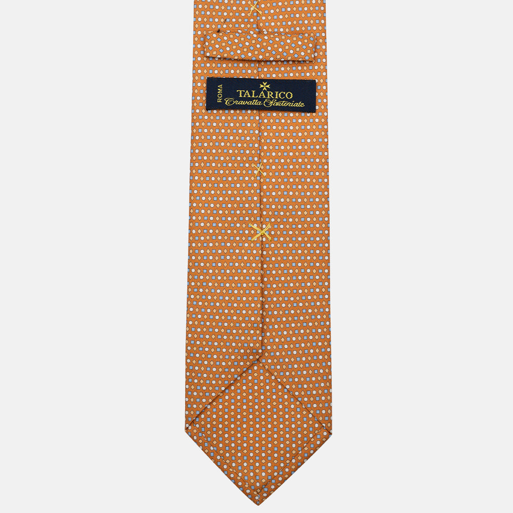 Cravatta 3 pieghe in Seta, Fantasia Geometrica, Arancione - JA056674-1