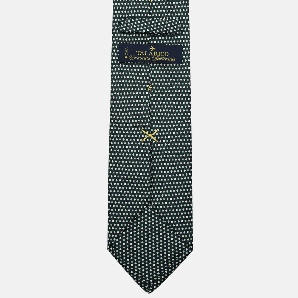 Cravatta 3 pieghe in Seta, Fantasia Geometrica, Verdone - JA056674-2