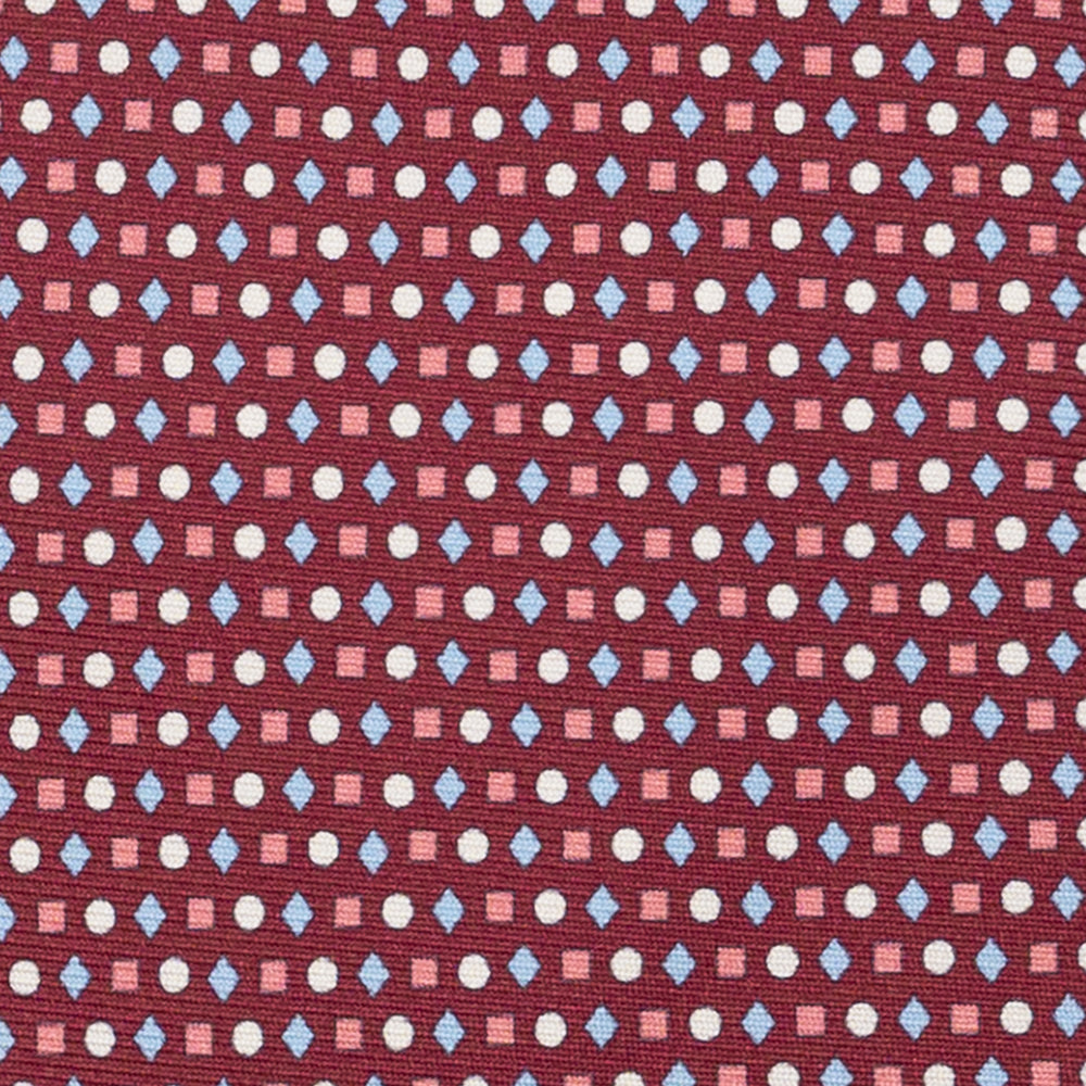 Cravatta 3 pieghe in Seta, Fantasia Geometrica, Bordeaux - JA056674-4