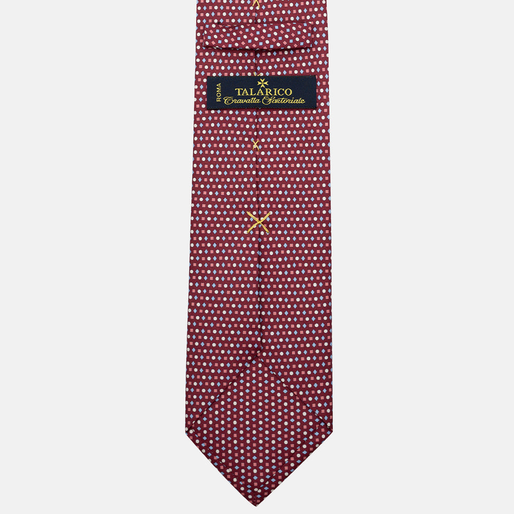 Cravatta 3 pieghe in Seta, Fantasia Geometrica, Bordeaux - JA056674-4