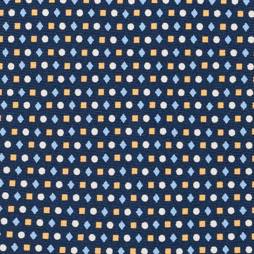 Cravatta 3 pieghe in Seta, Fantasia Geometrica, Blu Arancione - JA056674-5