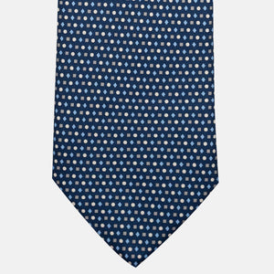 Cravatta 3 pieghe in Seta, Fantasia Geometrica, Blu Grigio - JA056674-8