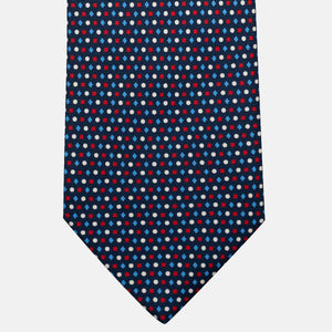 Cravatta 3 pieghe in Seta, Fantasia Geometrica, Blu Rosso - JA056674-9