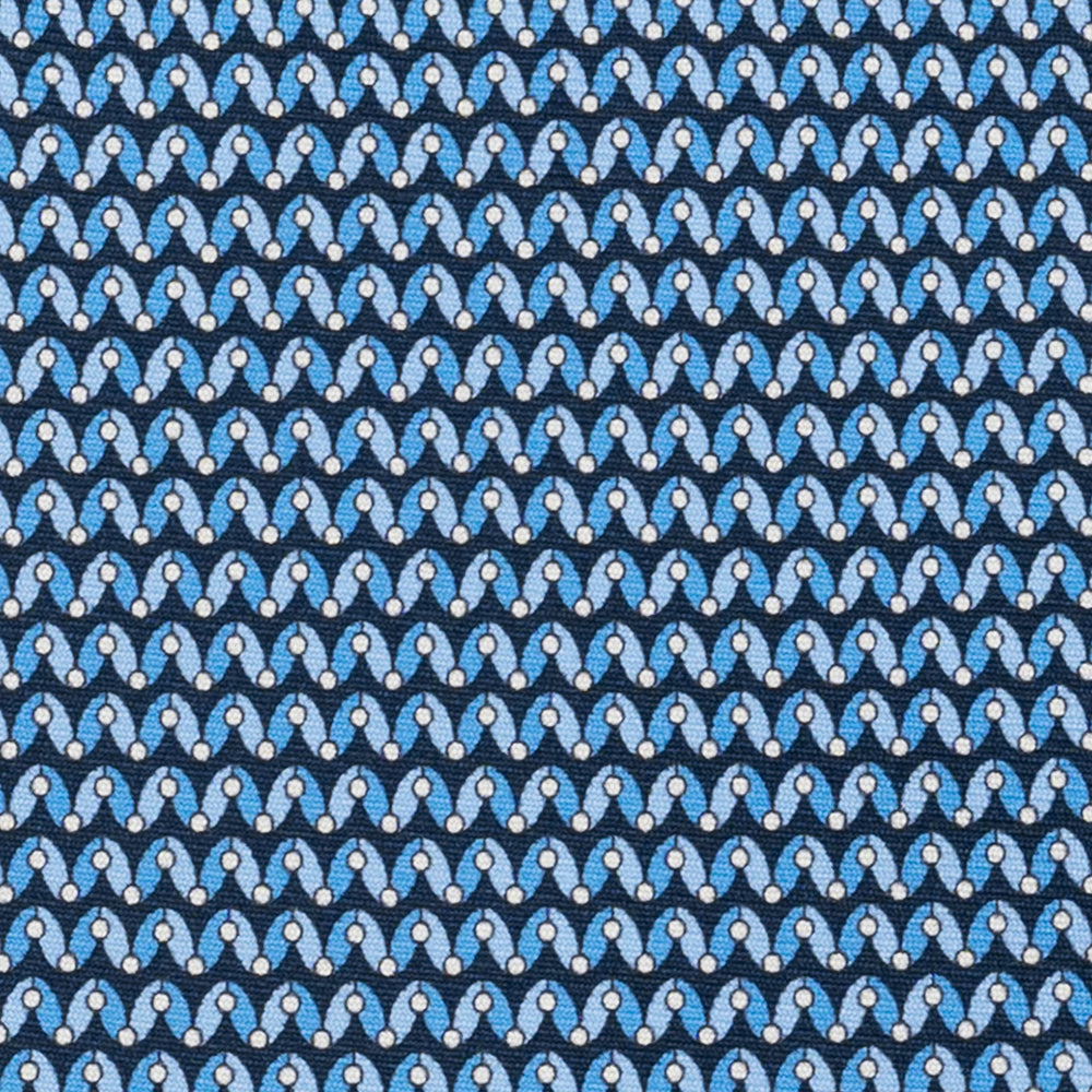 Cravatta 3 pieghe in Seta, Fantasia Geometrica, Blu Celeste - JA056675-6