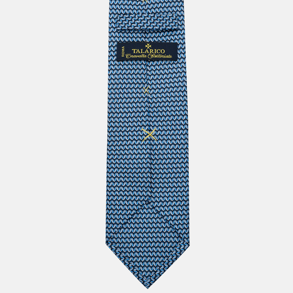 Cravatta 3 pieghe in Seta, Fantasia Geometrica, Blu Celeste - JA056675-6