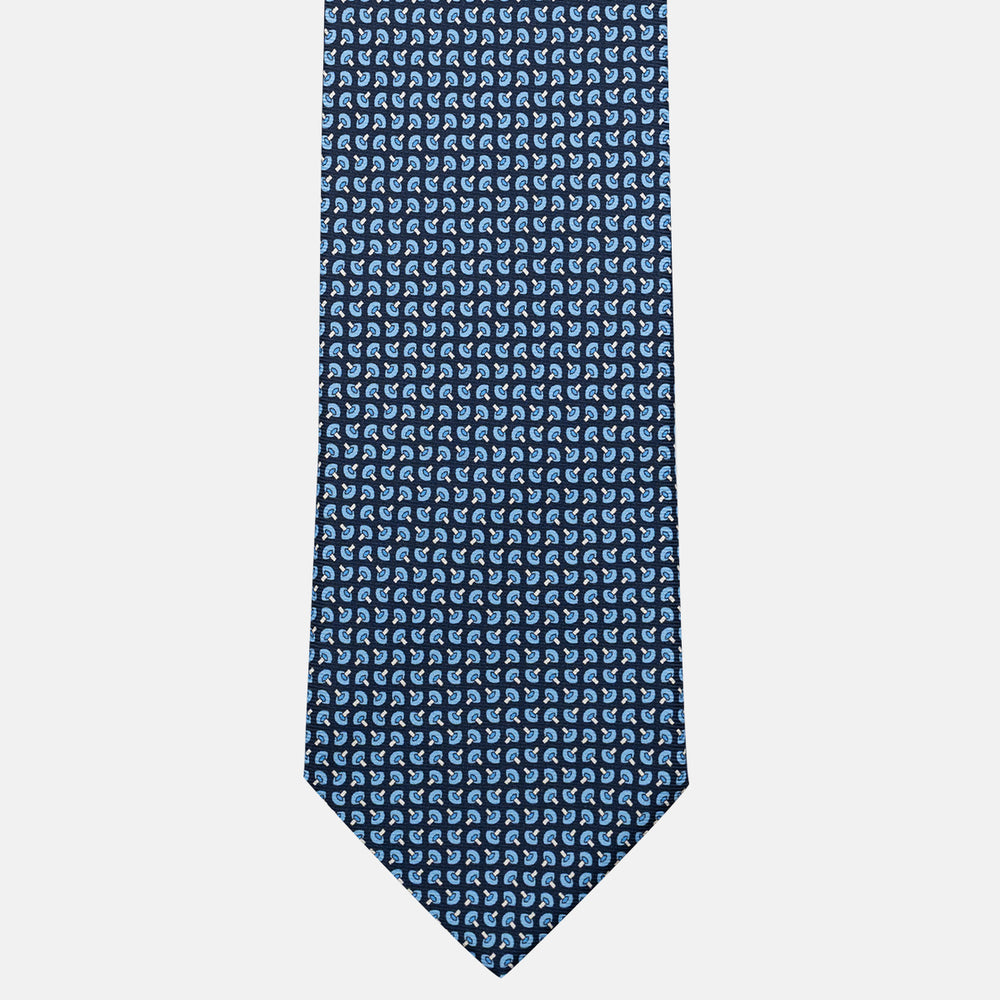 Cravatta 3 pieghe in Seta, Micro Fantasia, Blu Celeste - JA056676-10