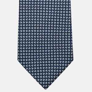 3-Fold Silk Tie, Micro Pattern, Blue and Grey - JA056676-11