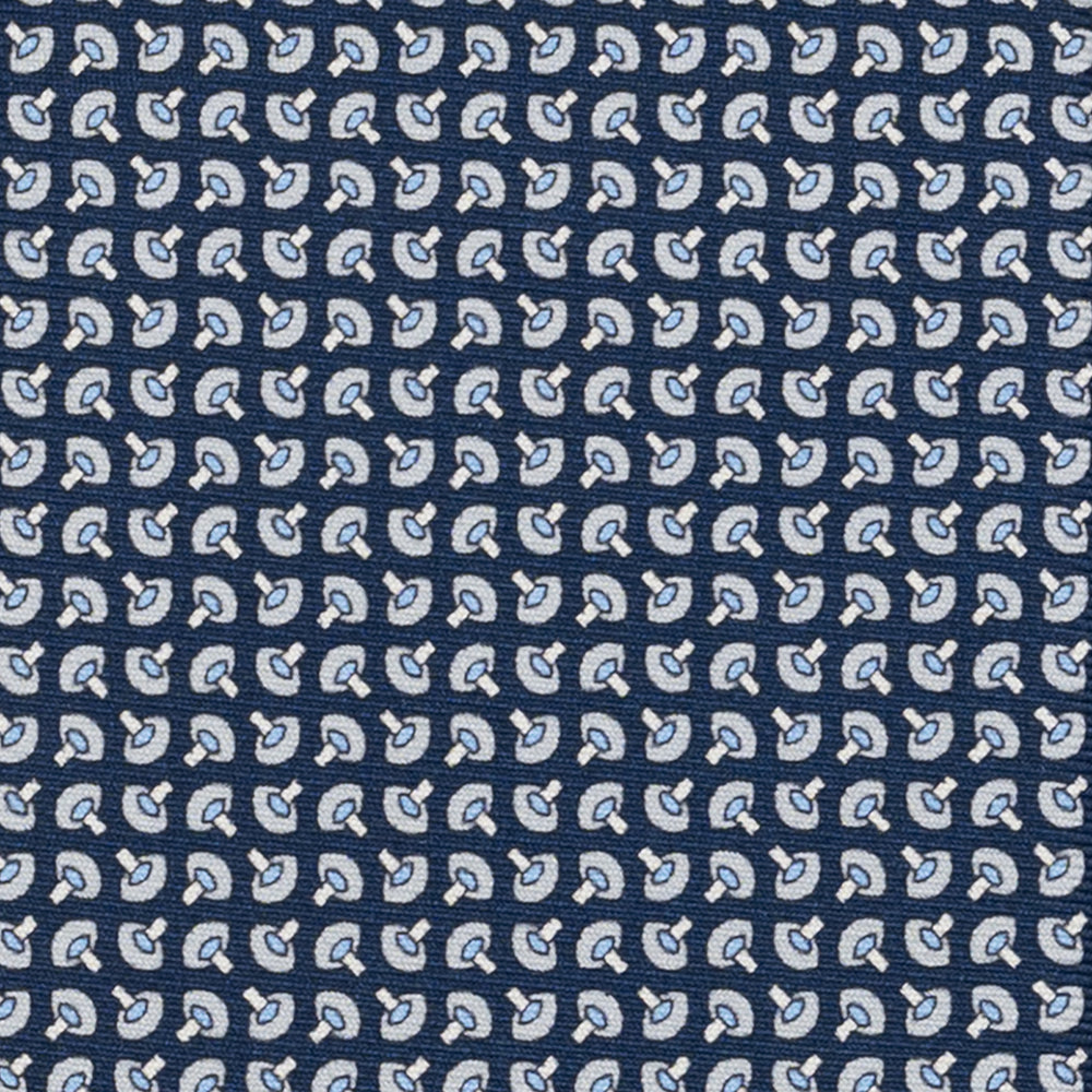 3-Fold Silk Tie, Micro Pattern, Blue and Grey - JA056676-11