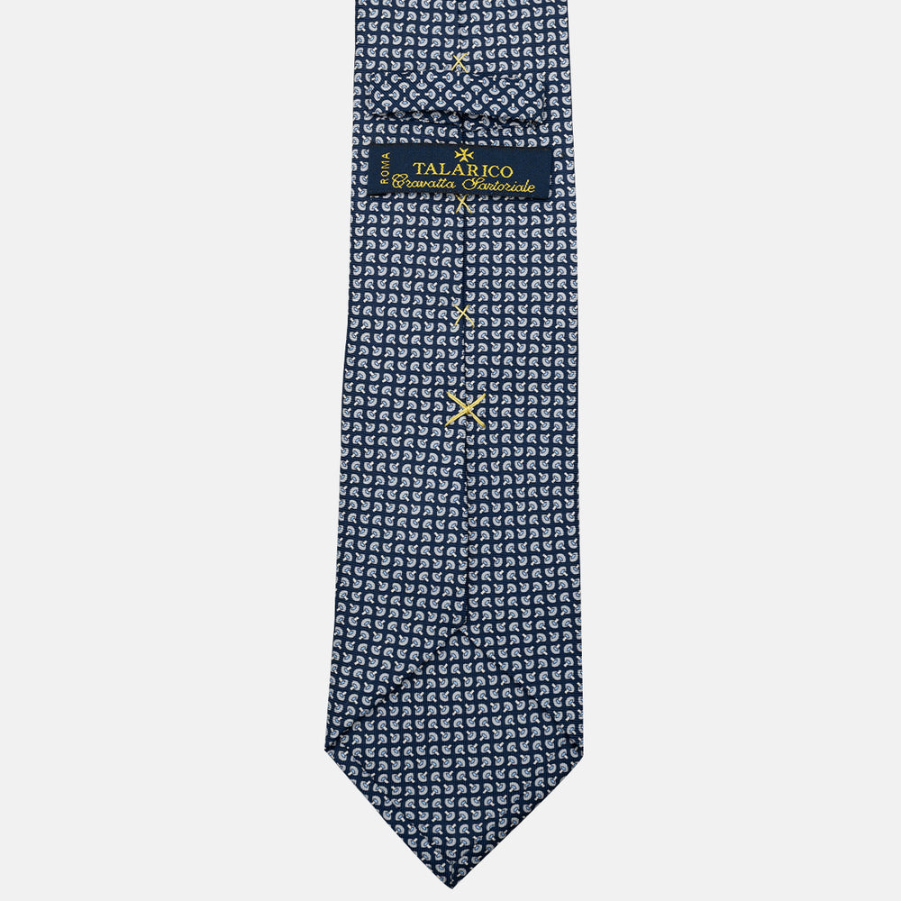 3-Fold Silk Tie, Micro Pattern, Blue and Grey - JA056676-11