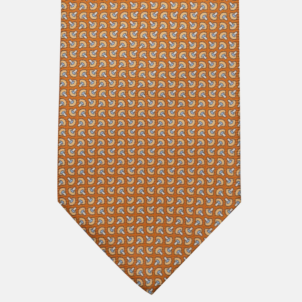 Cravatta 3 pieghe in Seta, Micro Fantasia, Arancione - JA056676-1