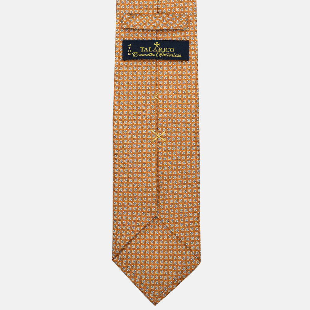 Cravatta 3 pieghe in Seta, Micro Fantasia, Arancione - JA056676-1