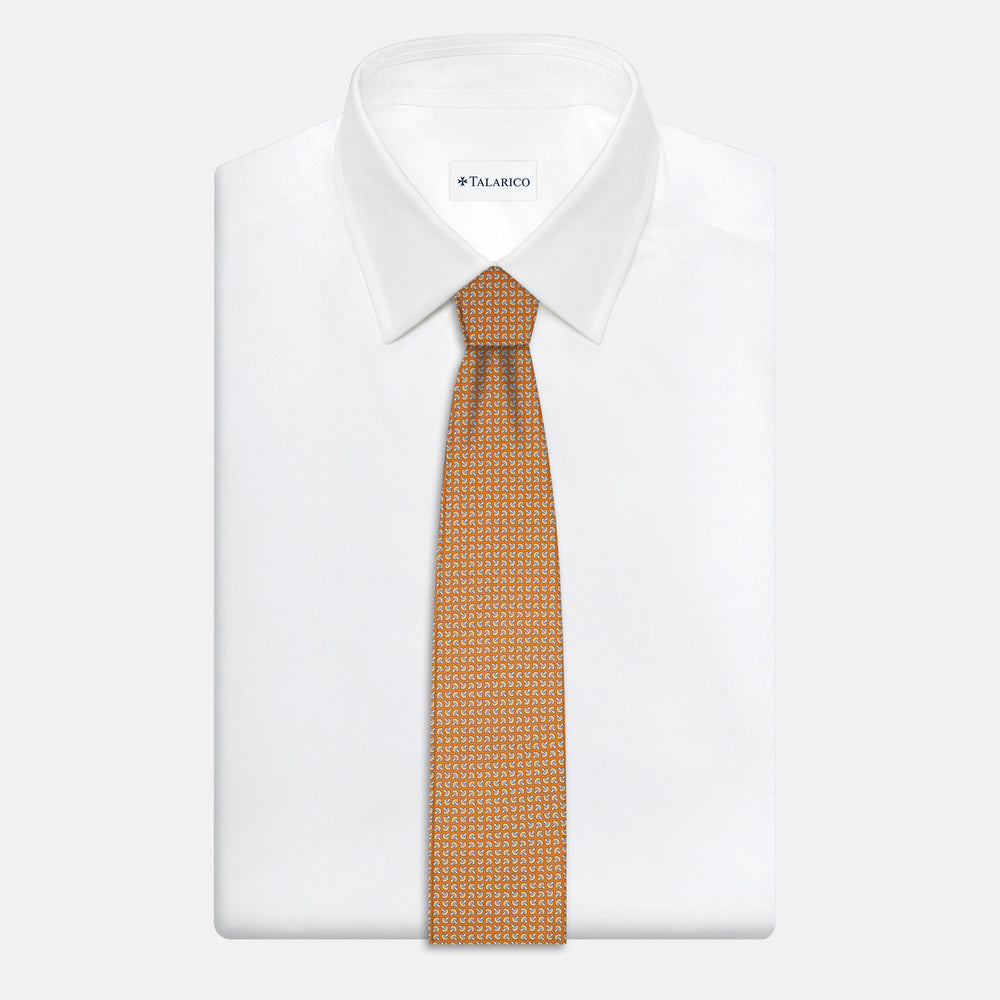 Cravatta 3 pieghe in Seta, Micro Fantasia, Arancione - JA056676-1