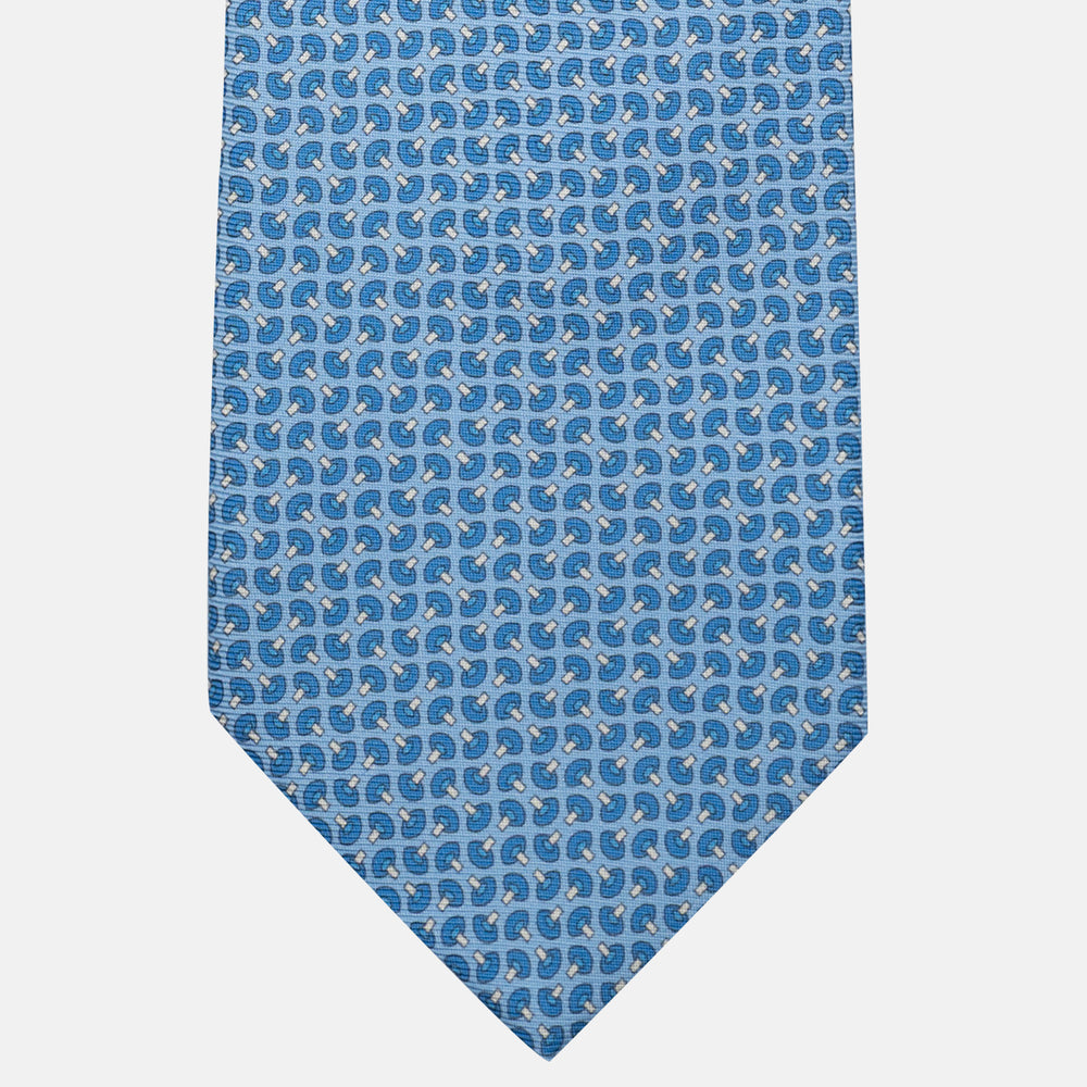 Cravatta 3 pieghe in Seta, Micro Fantasia, Celeste - JA056676-3