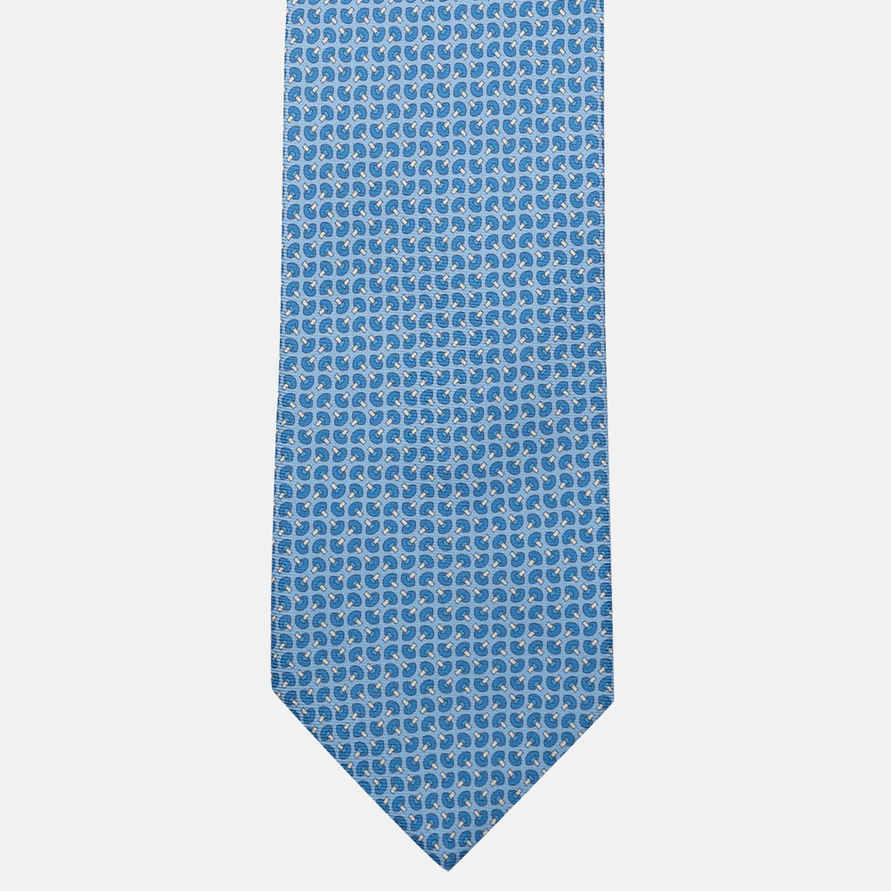 Cravatta 3 pieghe in Seta, Micro Fantasia, Celeste - JA056676-3