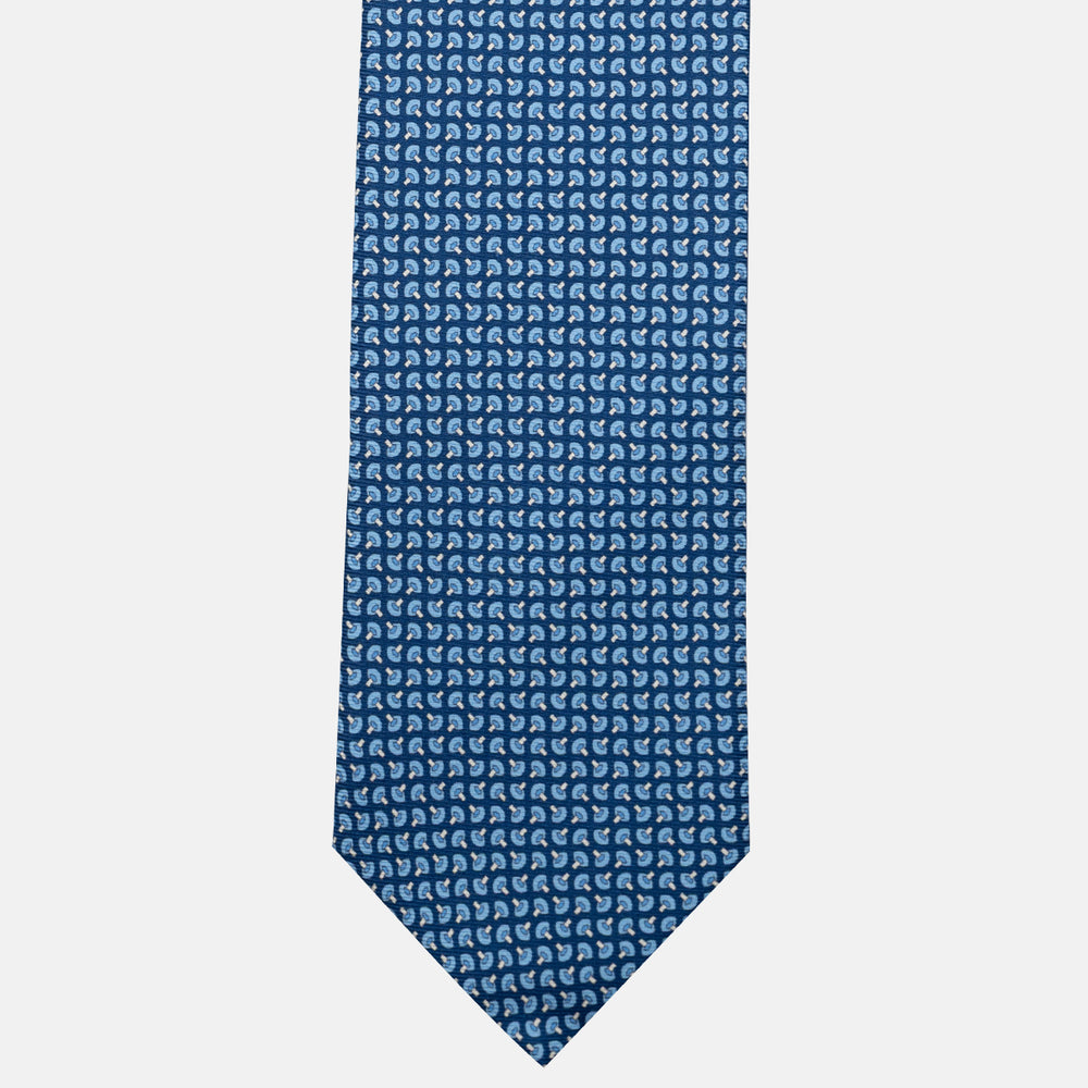 Cravatta 3 pieghe in Seta, Micro Fantasia, Azzurro - JA056676-8