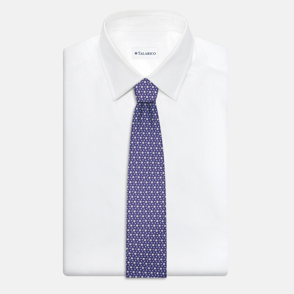 3-Fold Silk Tie, Floral Pattern, Purple - JA057079-10