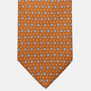 Cravatta 3 pieghe in Seta, Fantasia Floreale, Arancione - JA057079-2