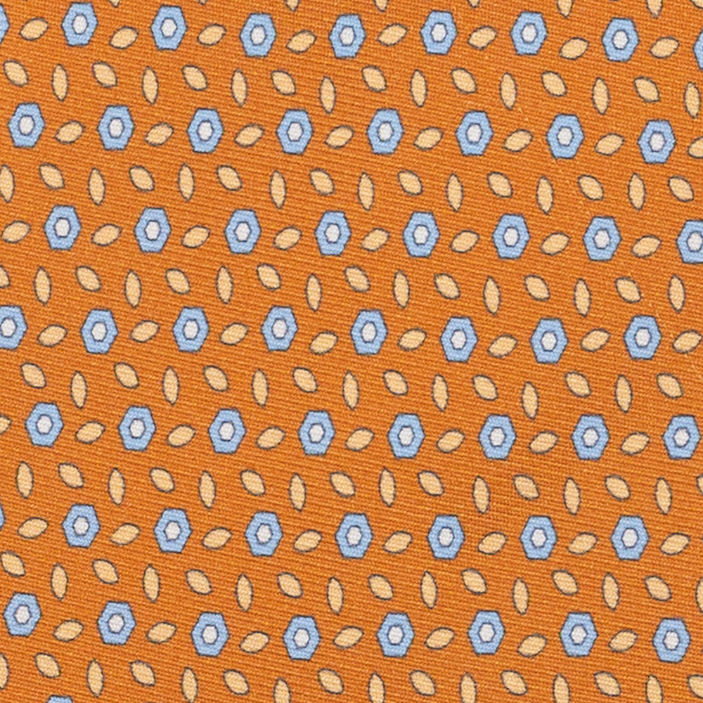 Cravatta 3 pieghe in Seta, Fantasia Floreale, Arancione - JA057079-2