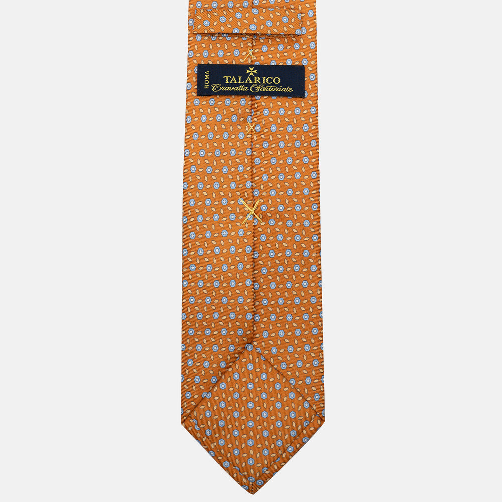 Cravatta 3 pieghe in Seta, Fantasia Floreale, Arancione - JA057079-2