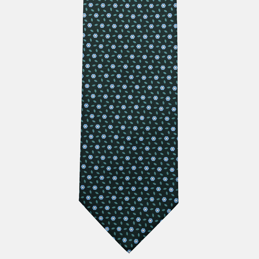 Cravatta 3 pieghe in Seta, Fantasia Floreale, Verdone - JA057079-3