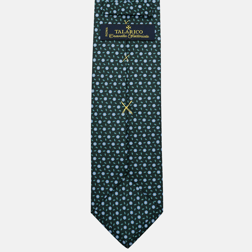 Cravatta 3 pieghe in Seta, Fantasia Floreale, Verdone - JA057079-3