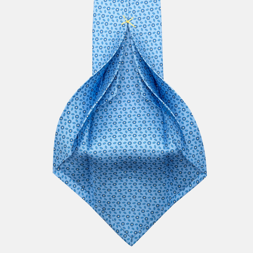 7-Fold Silk Tie with Light Blue Floral Pattern - JA057079-4