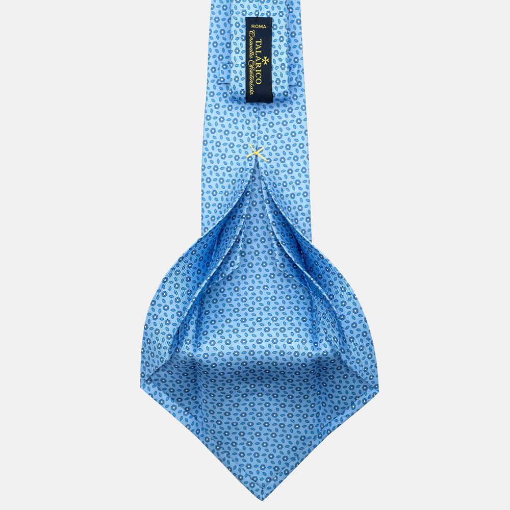 7-Fold Silk Tie with Light Blue Floral Pattern - JA057079-4