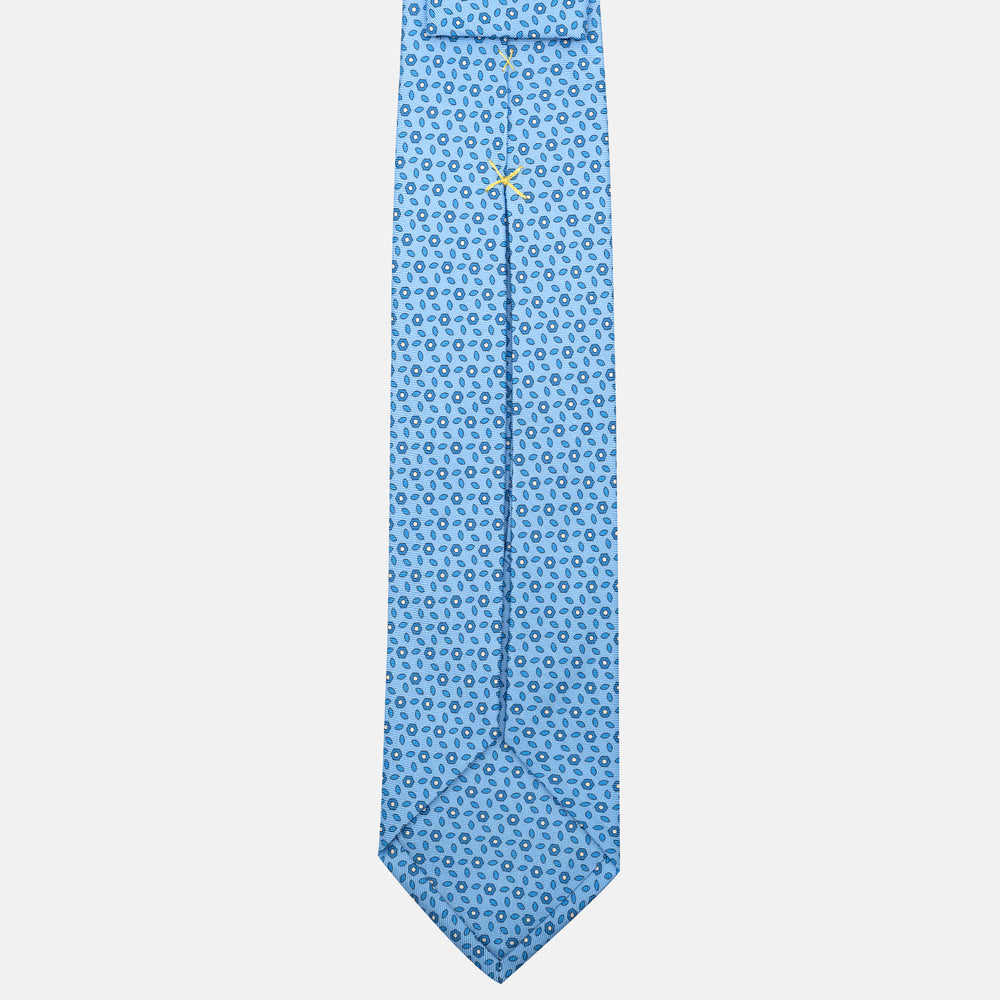7-Fold Silk Tie with Light Blue Floral Pattern - JA057079-4