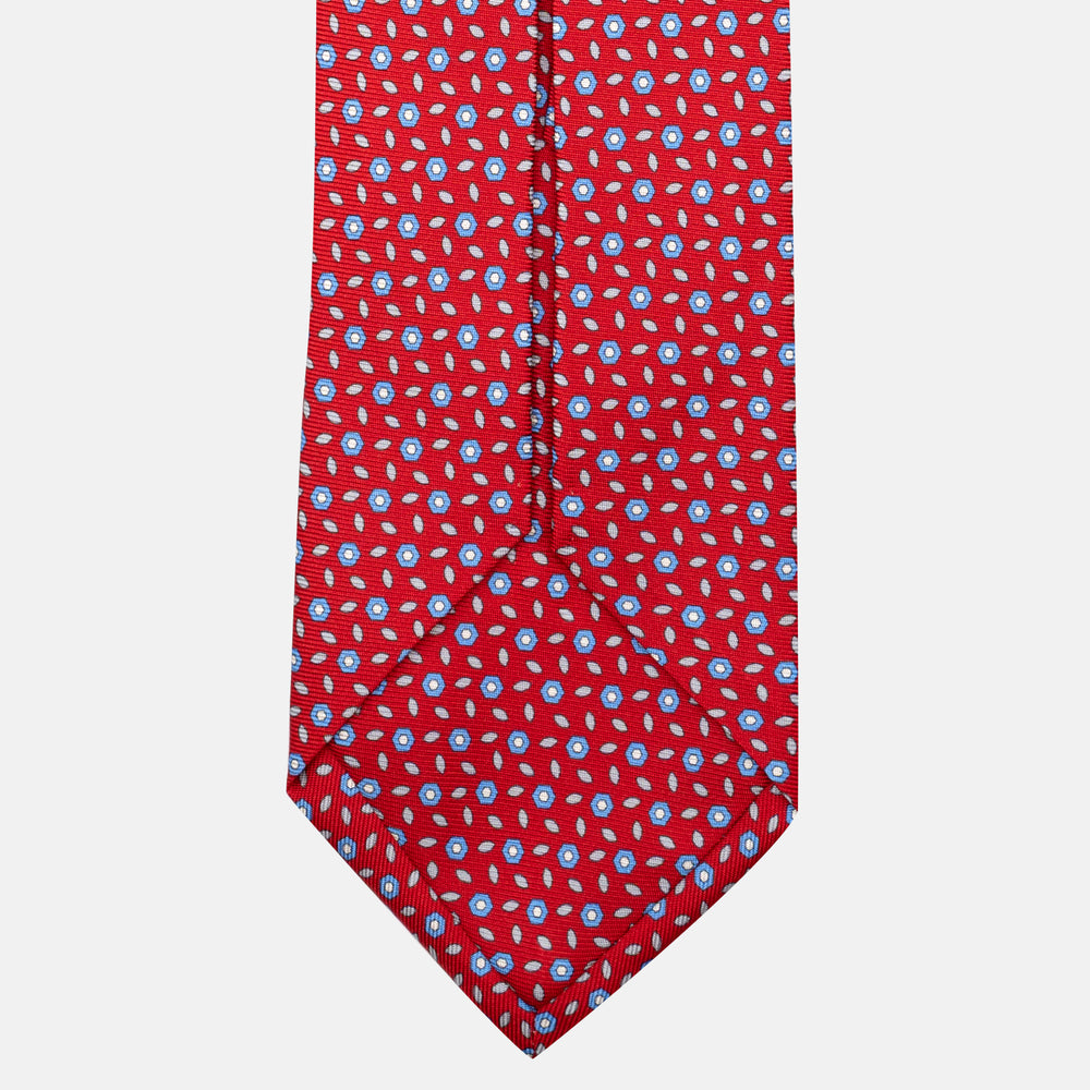 7-Fold Silk Tie with Red Floral Pattern - JA057079-5