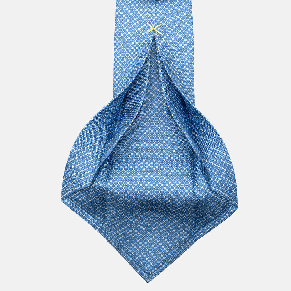 7-Fold Silk Tie with a Light Blue Chain Pattern - JA057080-3